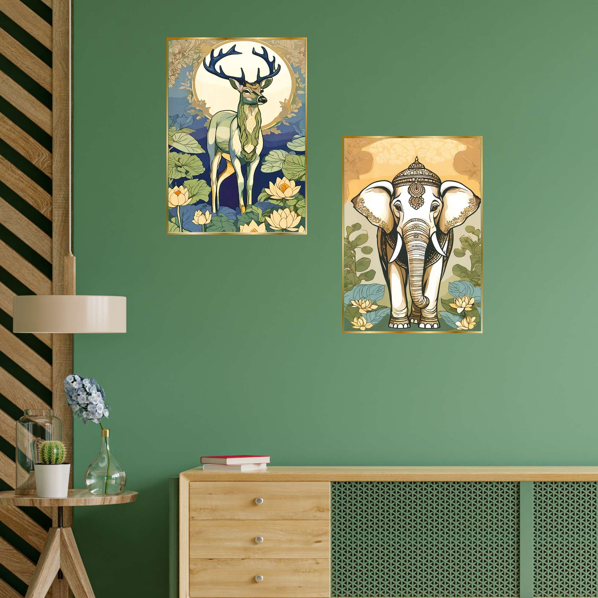 Set of Two Wall Paintings for Wall Dacoration Golden Framed Wall Paintings for Living Room & Bedroom Wall Art for Home Decoration & Office Wall Décor (14x11 inch CH-GD2-14) - Image 2